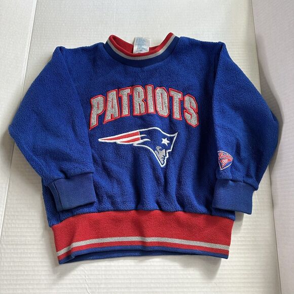 Vintage New England Patriots Fleece Crewneck Sweatshirt 4T RARE NFL Kid Athlete